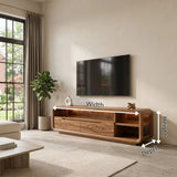 Curved TV Stand with 2 Drawers & Open Shelves | Modern Media Console TH003-5KNE4OQ