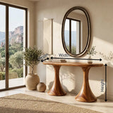 Modern Pedestal Console Table | Sculptural Entryway Console Table with Dual Curved Base TH003-6622