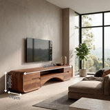 Modern TV Stand with 4 Cabinets & Open Shelves | Organic Media Console TH003-2UWX3PR