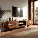 Curved 2-Door TV Stand with Open Shelves | Sculptural Modern Media Console