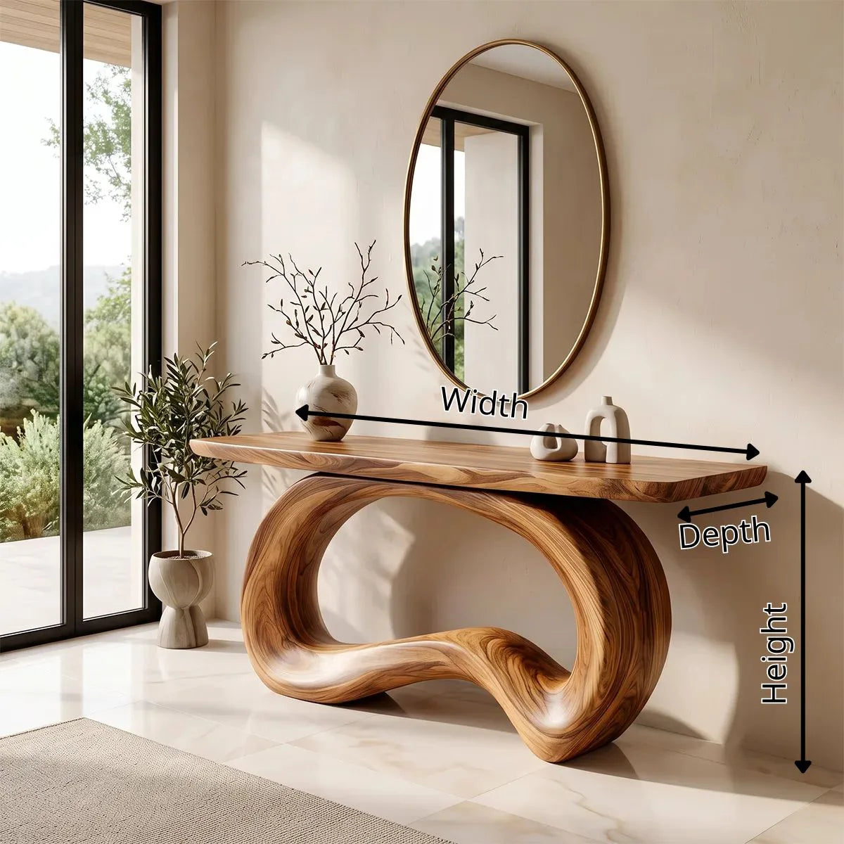 Organic Loop Console Table | Modern Sculptural Console Table with Continuous Curved Base TH003-9415