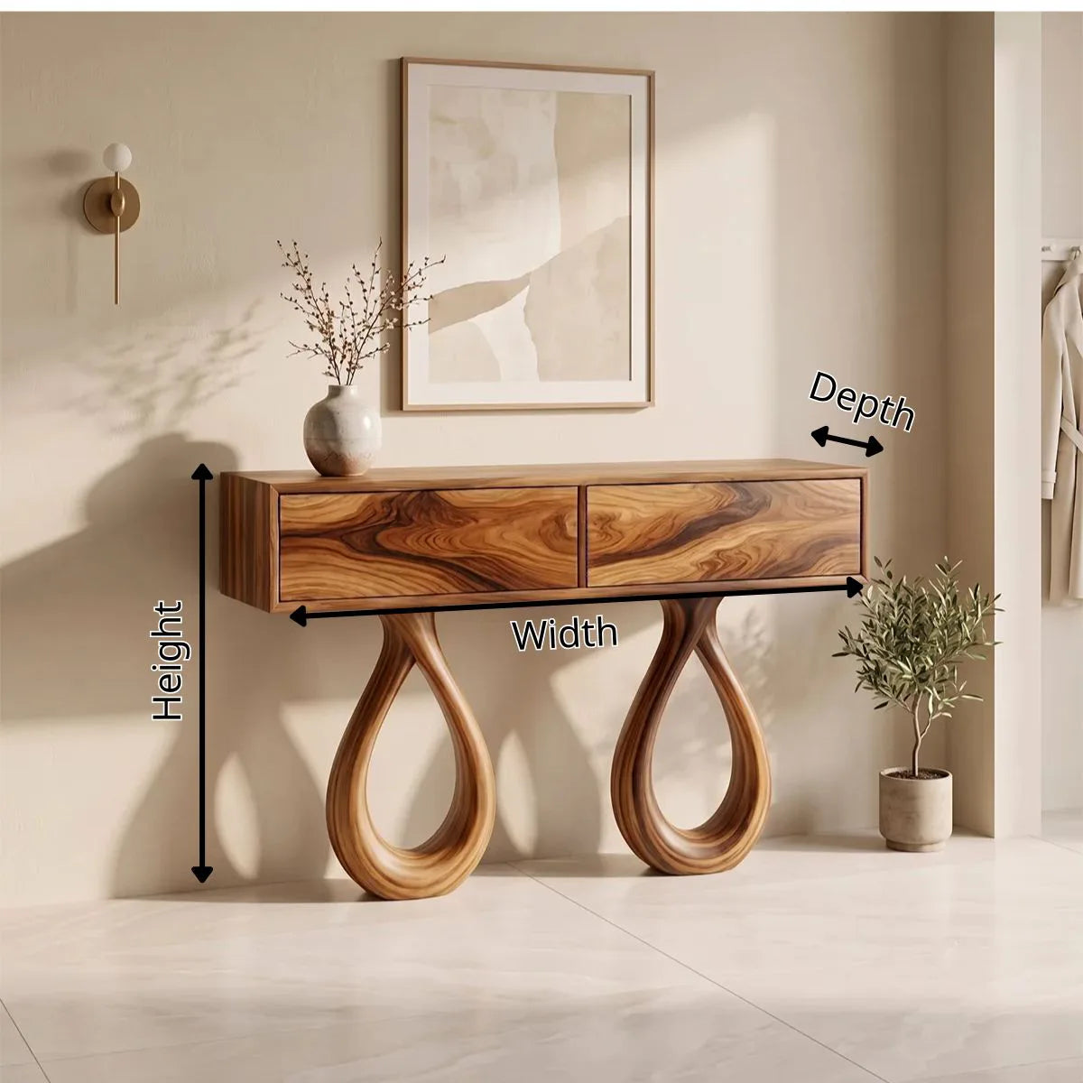 Modern Console Table with Drawers | Sculptural Entryway Console Table for Contemporary Homes TH003-6657