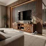 Carved Mountain TV Stand with 4 Cabinets | Modern Media Console TH003-4VZB9ZR