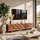 Wave Carved TV Stand with 2 Cabinets | Sculptural Media Console TH003-1TEX5BM