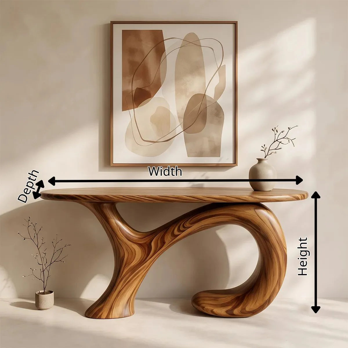 Modern Organic Console Table | Sculptural Curved Entryway Console Table for Contemporary Homes TH003-4837