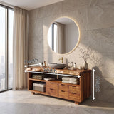 Live Edge Bathroom Vanity with Open Shelving & Multi-Drawer Storage TH003-9EZH8IM