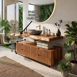 Floating Fluted Bathroom Vanity | Modern Live Edge Wood Vanity TH003-8BWH6MI