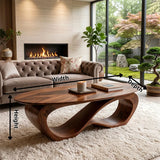 Sculptural Oval Coffee Table | Organic Modern Wave Base Living Room Center Table