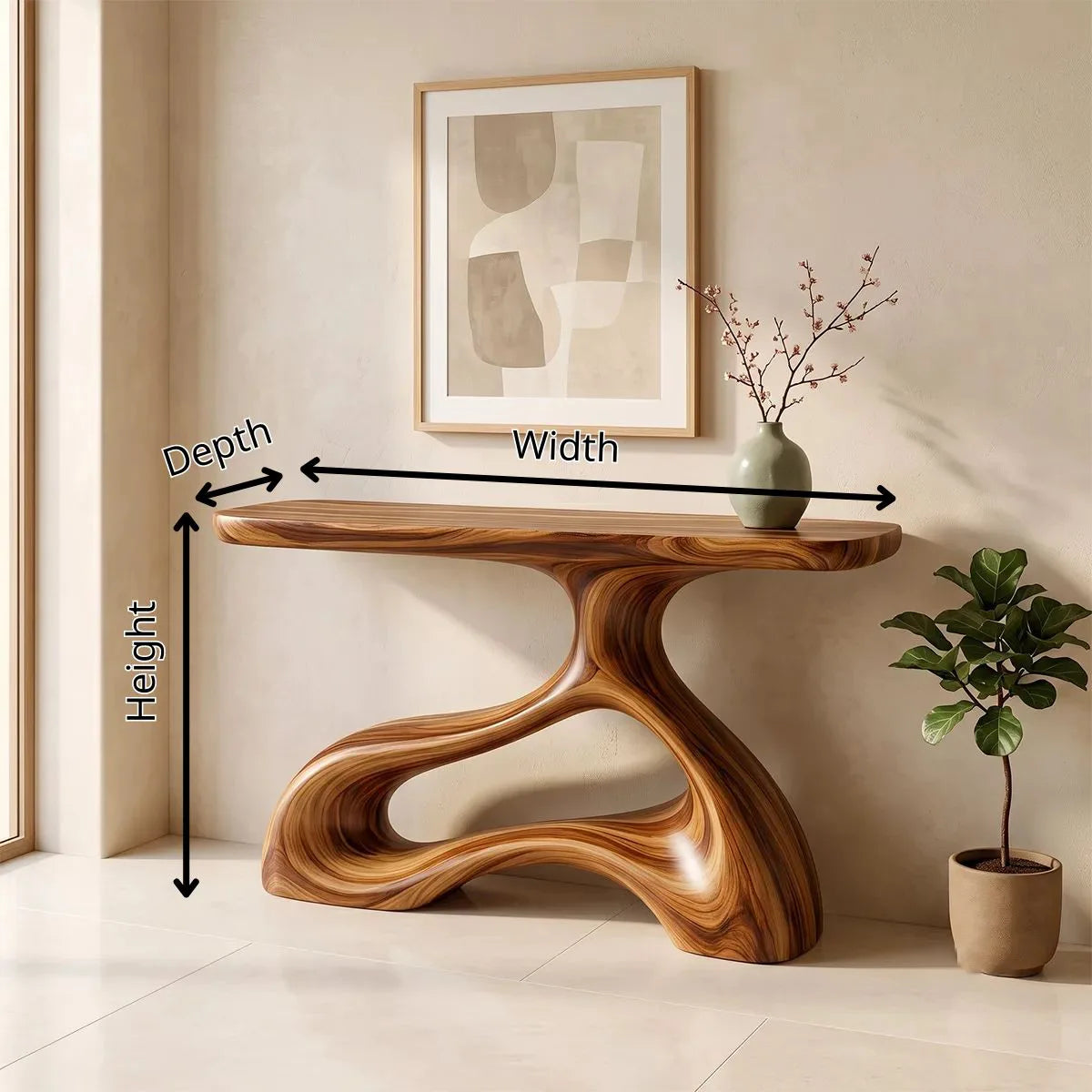 Organic Sculptural Console Table | Abstract Wave Console Table for Modern Entryway & Hallway TH003-3763