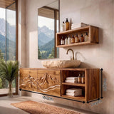 Floating Bathroom Vanity with Mountain Carved Doors & Open Side Shelves TH003-3HMW2TU