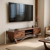 Modern TV Stand with 2 Cabinets & Open Shelves | Sculptural Media Console
