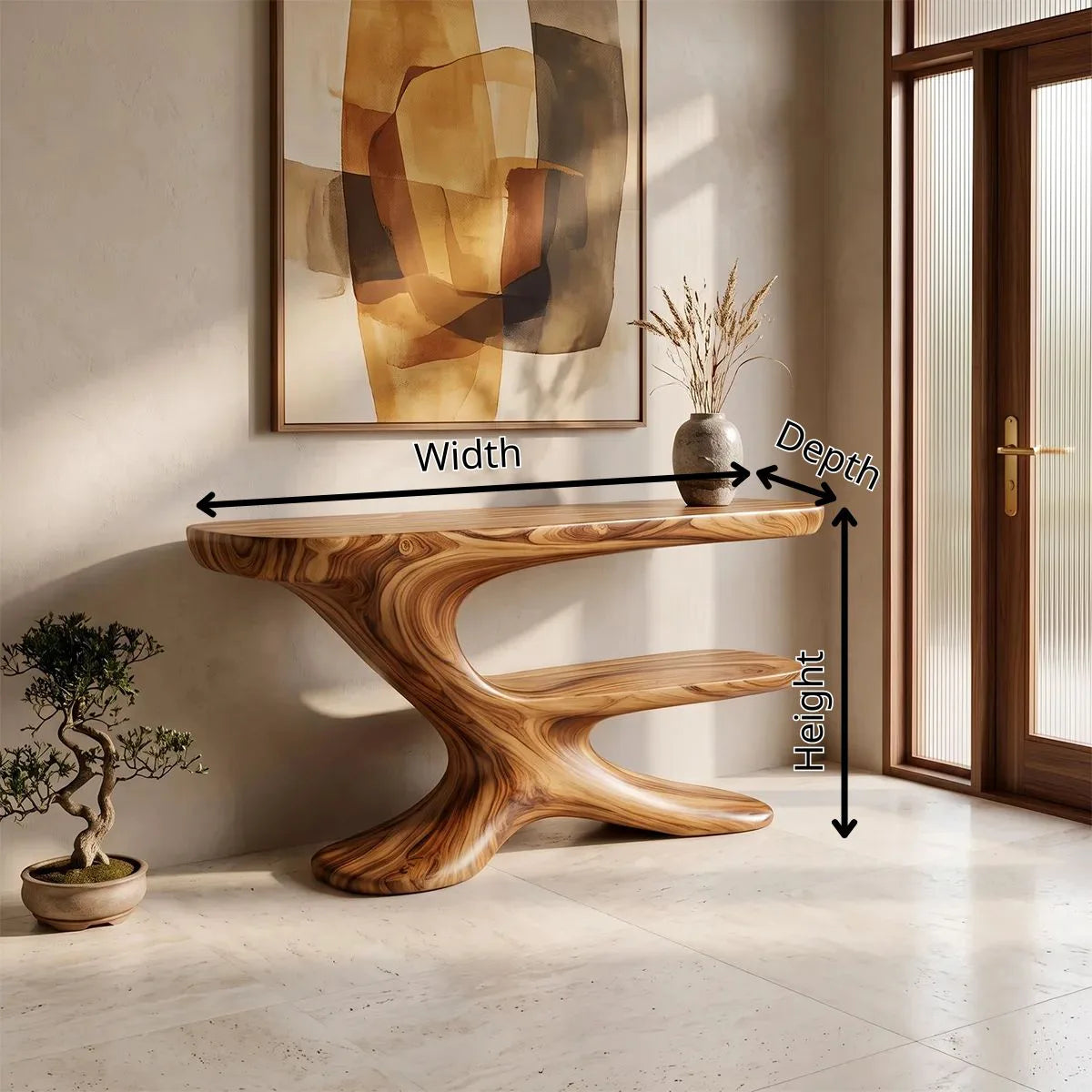 Organic Wave Console Table | Sculptural Modern Entryway Table with Floating Abstract Base TH003-9046