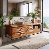 Modern Floating Bathroom Vanity with Double-Door Cabinet, Open Shelf & Drawer TH003-2JXN8GE