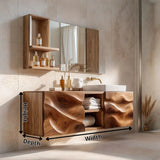 Modern Floating Bathroom Vanity with Sculpted Wave Front | Wall Mounted Bathroom Vanity TH003-3JBW4WW