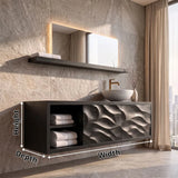 Modern Floating Bathroom Vanity with Sculpted Wave Doors | Wall Mounted Vanity Cabinet TH003-9UNQ5XS