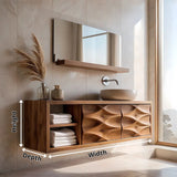 Modern Floating Bathroom Vanity with Sculpted Wave Doors | Wall-Mounted Vanity Cabinet TH003-6TQY1HS