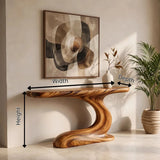 Sculptural Wave Console Table | Organic Modern Entryway Table with Curved Abstract Base TH003-3147