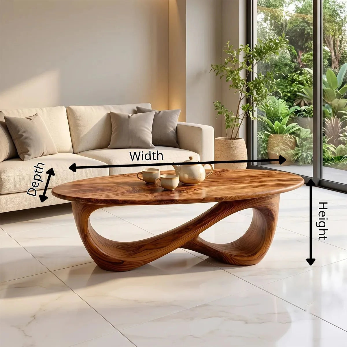 Modern Oval Coffee Table | Sculptural Organic Cocktail Table TH003-7031