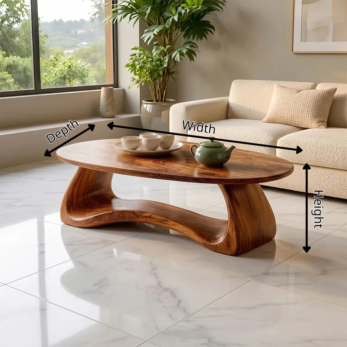 Modern Oval Coffee Table | Sculptural Organic Cocktail Table TH003-8246