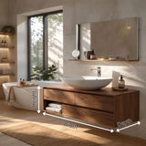 Modern Floating Bathroom Vanity with 3 Drawers & Open Storage Shelf