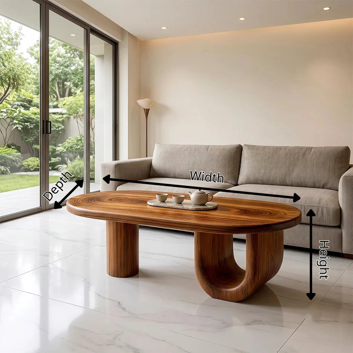 Modern Oval Coffee Table | Sculptural Pedestal Center Table for Minimalist Living Room TH003-7468