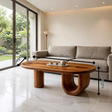 Modern Oval Coffee Table | Sculptural Pedestal Center Table for Minimalist Living Room TH003-7468
