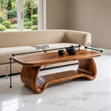 Modern Waterfall Coffee Table | Curved Open Shelf Center Table with Sculptural Base TH003-2431