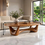 Modern Oval Coffee Table with Sculptural Open Base | Organic Contemporary Center Table for Living Room TH003-9564