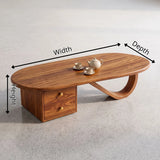 Modern Oval Coffee Table with Storage Drawers | Sculptural Contemporary Center Table for Living Room TH003-5102