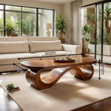Modern Wave Coffee Table | Sculptural Curved Center Table for Contemporary Living Room TH003-2856