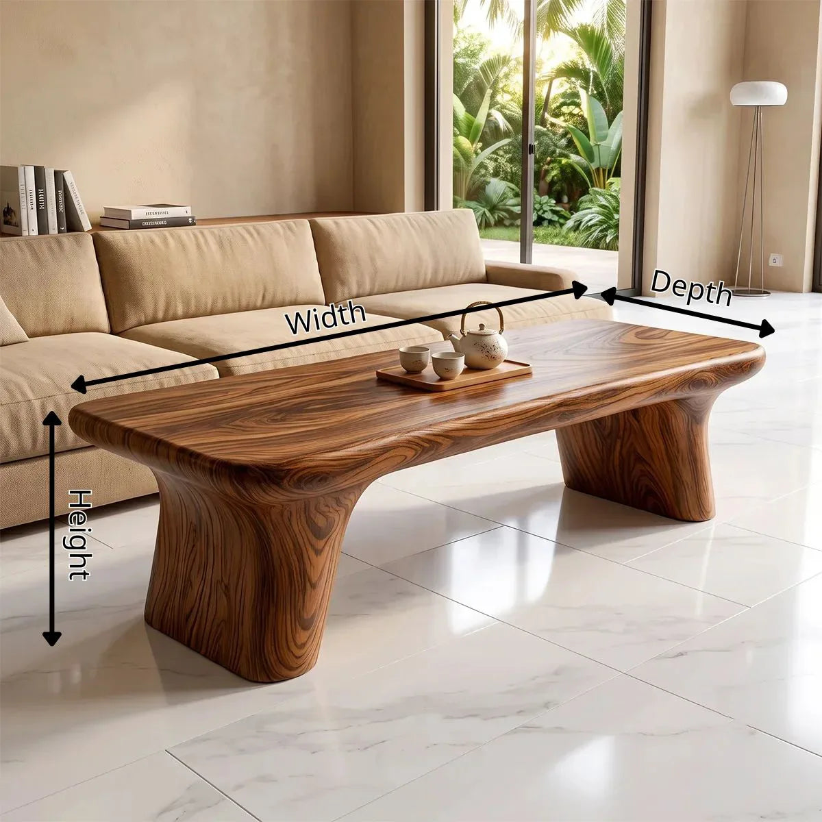 Modern Organic Coffee Table | Minimalist Sculptural Center Table for Contemporary Living Room TH003-9709
