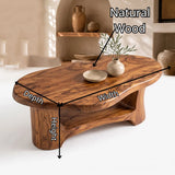 Organic Freeform Solid Wood Coffee Table with Open Shelf | Sculptural Living Room Table TT006-5759
