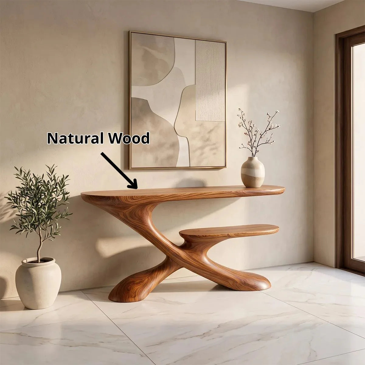 Sculptural Tiered Console Table | Organic Modern Entryway Table with Floating Curved Design TH003-4469