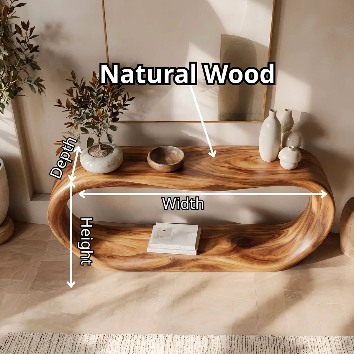 Organic Loop Console Table with Open Display Shelf for Modern Entryway & Living Room TT006-3584