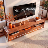 Modern TV Stand with 3 Enclosed Storage Compartments & Long Open Media Shelf