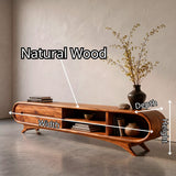 Modern Curved TV Stand with 2 Drawers & 3 Open Storage Areas | Sculptural Media Console