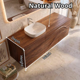 Floating Bathroom Vanity with 3 Doors | Sculpted Wave Front Wall Mounted Vanity Cabinet