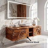 Modern Floating Bathroom Vanity with Wave Carved Cabinet, Open Shelf & Dual Drawers TH003-5MOV2YH