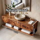 Floating Bathroom Vanity with 3 Drawers & Full-Length Open Shelf | Modern Minimalist Wall Mounted Design