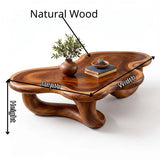 Modern Organic Solid Wood Coffee Table with Sculptural Curved Base TT006-4311