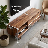 Organic Modern TV Stand with Open Shelving & Hidden Storage Cabinets TT006-4EGA5YH