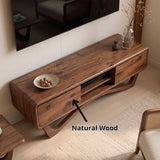 Modern TV Stand with 2 Cabinets & Open Shelves | Sculptural Media Console