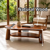 Organic Solid Wood Coffee Table with Storage Shelf | Modern Rustic Living Room Table TT006-2547