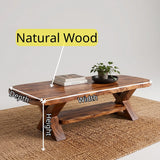 Modern Solid Wood Coffee Table with Storage Shelf | Rustic Living Room Center Table TT006-2270