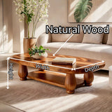 Oval Solid Wood Coffee Table with Storage Shelf | Mid Century Modern Living Room Table TT006-9169