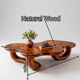 Modern Organic Solid Wood Coffee Table with Sculptural Curved Base TT006-4311