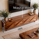 Modern TV Stand with 4 Enclosed Storage Compartments & Sculpted Wave Fronts