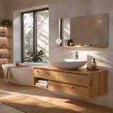 Modern Floating Bathroom Vanity with 3 Drawers & Open Storage Shelf
