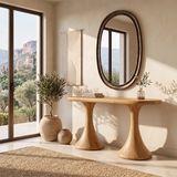 Modern Pedestal Console Table | Sculptural Entryway Console Table with Dual Curved Base TH003-6622