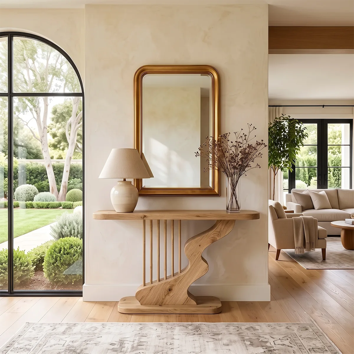 Modern Sculptural Console Table | Wave Base Entryway Console Table for Contemporary Interiors TH003-9045